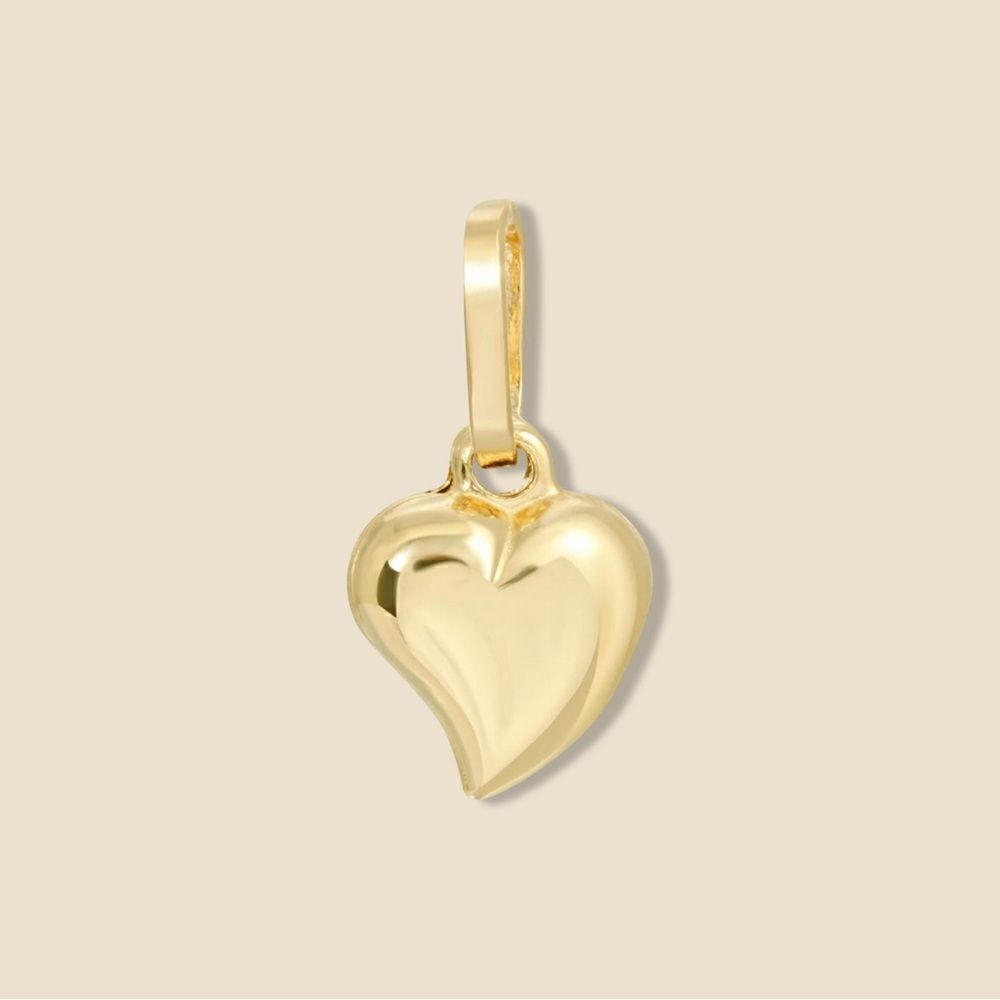 14k Real Gold Tiny Heart Charm | Dainty Gold Pendant by Tehrani Jewelry